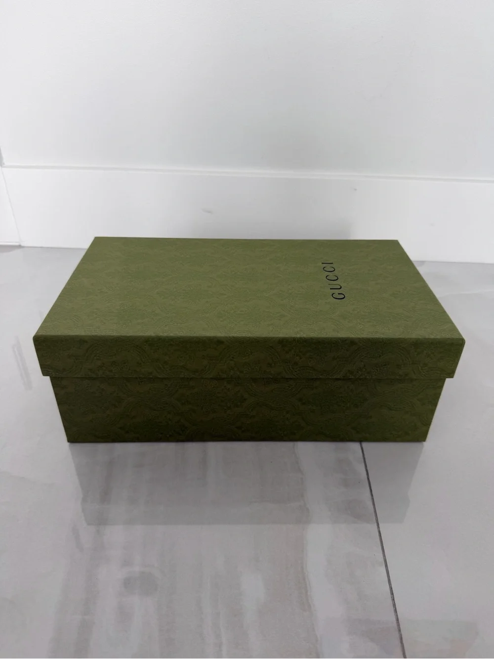 Gucci Mens Green Shoe Box 2 Linen Textured Dust Bags Logo Tissue Paper Inserts